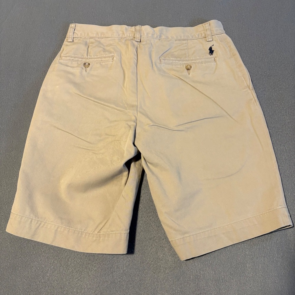 Polo Ralph Lauren Chino Shorts Men 31x10 Khaki Tan Flat Front Cotton Twill Pony - Picture 10 of 13